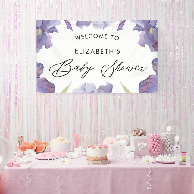 Banderoles Aquarelle Iris Floral Spring Garden Affiche de bie (Fête)