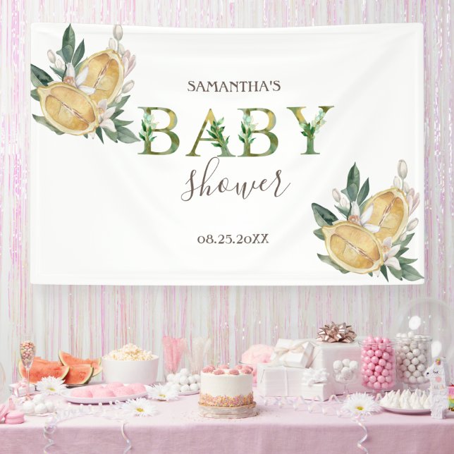 Banderoles Aquarelle Lemons Baby shower botanique (Fête)
