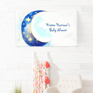 Banderoles Aquarelle Lune et Baby shower étoiles