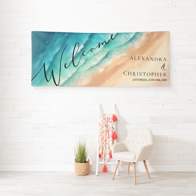 Banderoles Aquarelle Océan Mer Eau Bleue (Insitu)