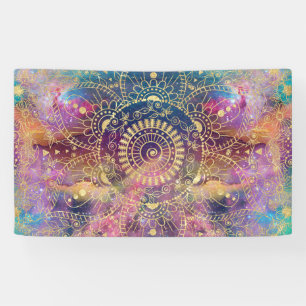 Banderoles Aquarelle or et nébuleuse mandala
