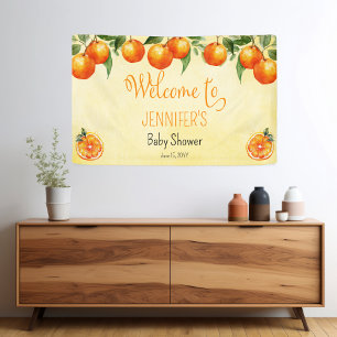 Banderoles Aquarelle Orange Citrus Bienvenue Au Baby shower