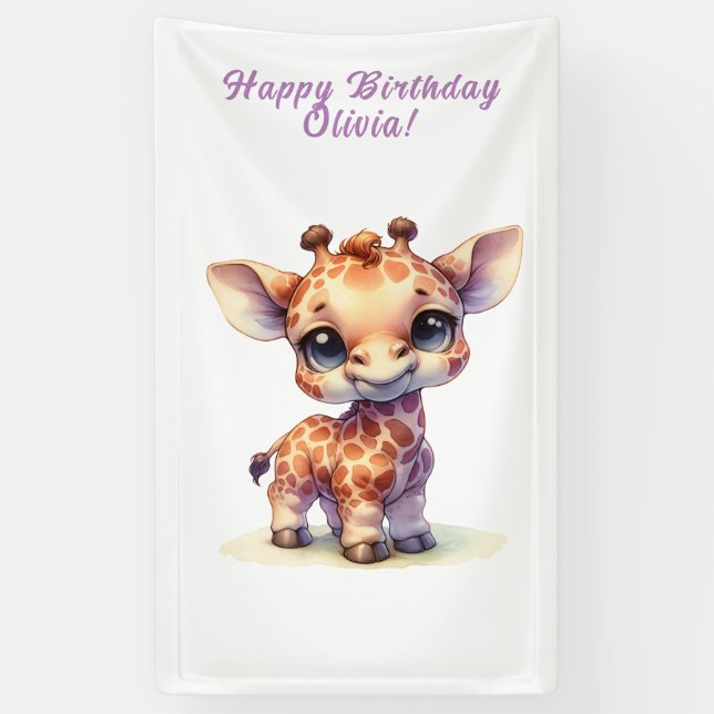 Banderoles Aquarelle petite girafe (Vertical)