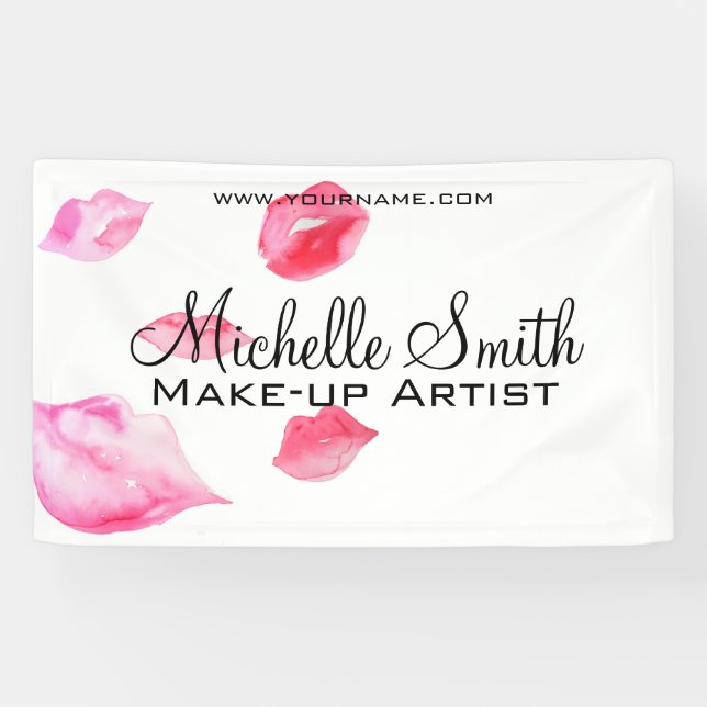 Banderoles Aquarelle rose lèvres maquillage marque (Horizontal)