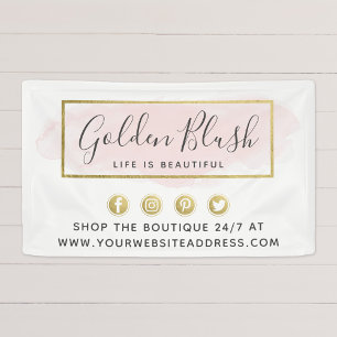 Banderoles Aquarelle rose pâle & chic géométrique moderne en