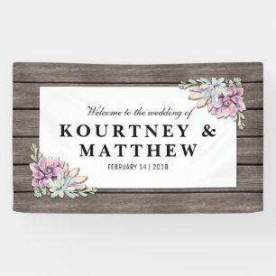 Banderoles Aquarelle rustique Mariage Floral Succulent