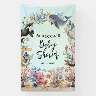 Banderoles Aquarelle sous le Baby shower neutre