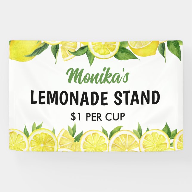 Banderoles Aquarelle Stand de citronnade personnalisé (Horizontal)