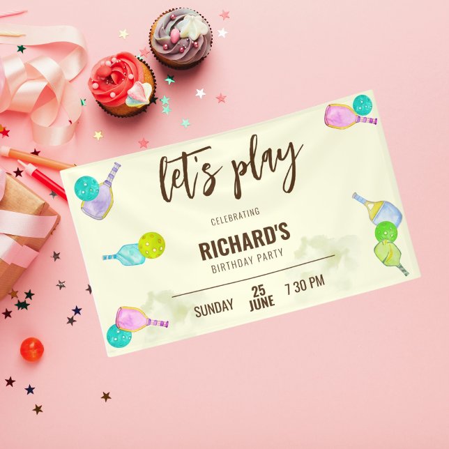 Banderoles Aquarelle Thème Pickleball Sports Anniversaire (Créateur téléchargé)