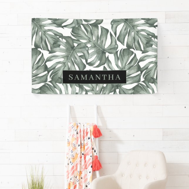 Banderoles Aquarelle tropicale Oasis moderne Feuille Motif (En situation)