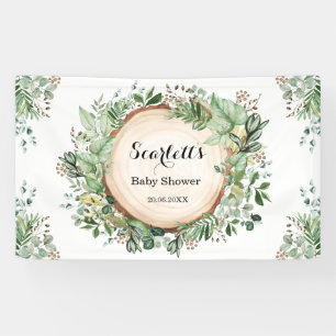 Banderoles Aquarelle verdure Baby shower de jardin botanique