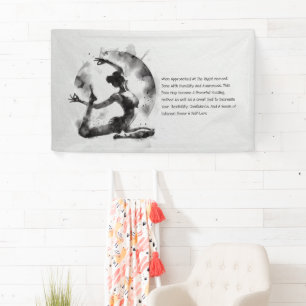 Banderoles Aquarelle Yoga Reiki Pose King Pigeon à une jambe