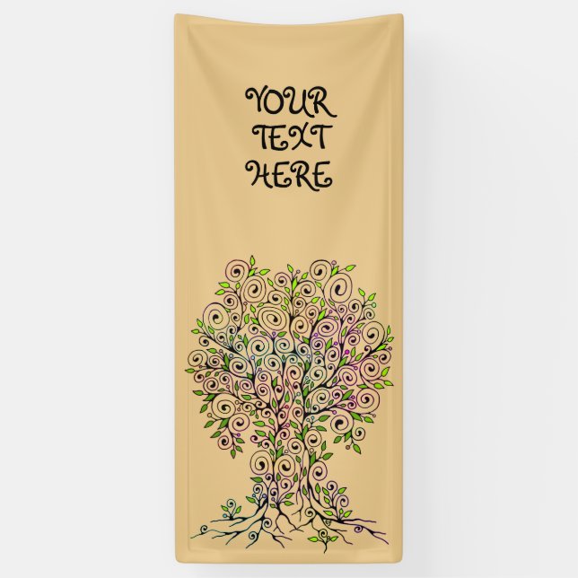 Banderoles Arbre De Vie - Spirales Fruits Feuille 1 (Vertical)