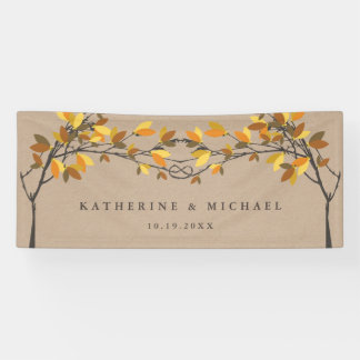 Banderoles Arbres d'amour noués Marron Ocre Automne Mariage
