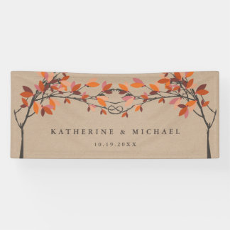 Banderoles Arbres d'amour rouges noués sur mariage automnal K