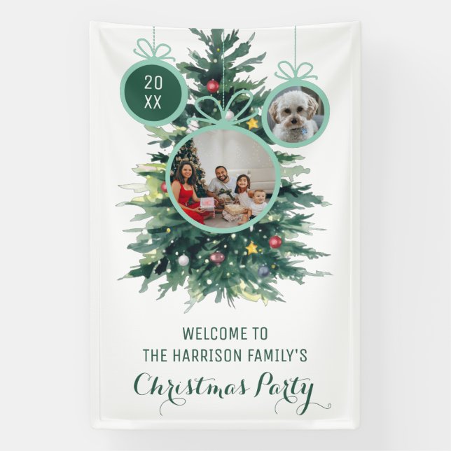 Banderoles Arbres de Noël Boules de Noël Forme deux photos (Verticale)