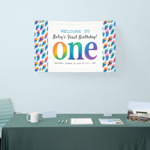 Banderoles Arc-en-ciel Aquarelle 1er Anniversaire Bébé Colo