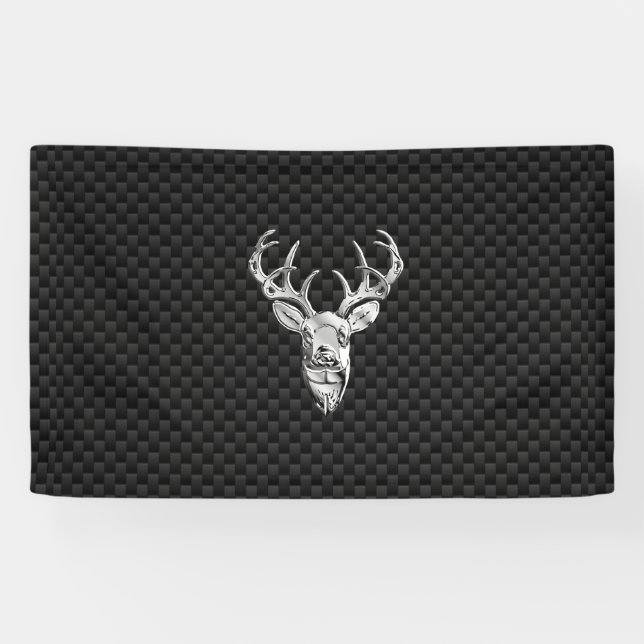 Banderoles Argent Deer Buck sur l'impression en fibre de carb (Horizontal)