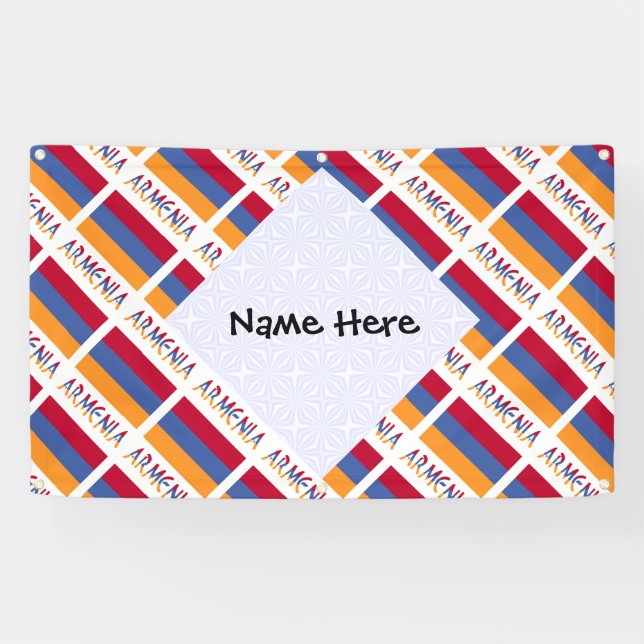 Banderoles Arménie Personnalisation noire avec le drapeau arm (Horizontal)