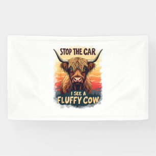 Banderoles Arrêtez La Voiture Je Vois Fluffy Cow Retro Highla