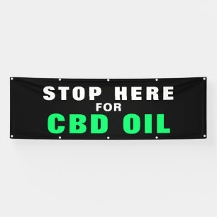 Banderoles Arrêtez-vous ici pour CBD Oil Bold Black Green Bus