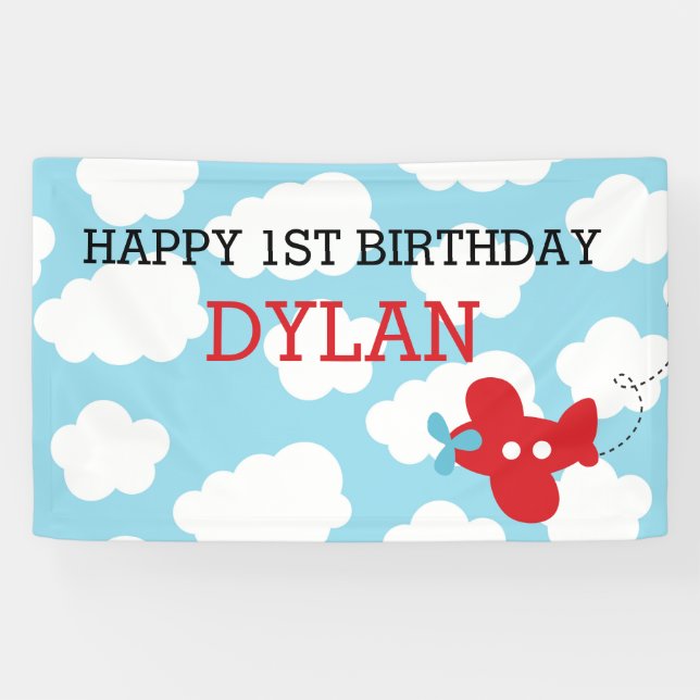 Banderoles Arrière-plan/bannière de l'avion (bleu et rouge) (Horizontal)