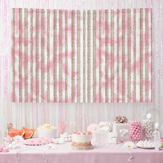 Banderoles arrière - plan rayé rose et blanc (Fête)