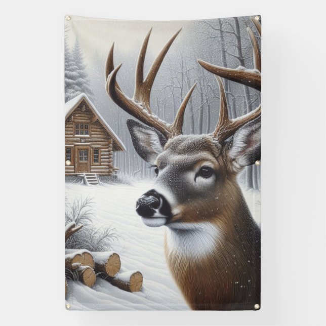 Banderoles Art de cerf/buck d'hiver (Verticale)