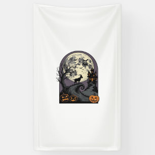 Banderoles Art de silhouette Halloween vintage lune chèvre ha