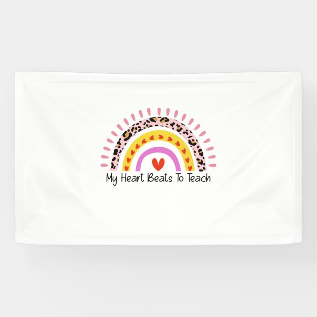 Banderoles Art enseignant Mon cœur bat pour enseigner (Horizontal)