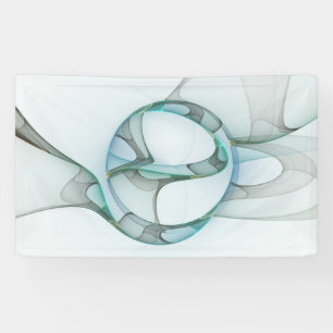 Banderoles Art fractal abstrait moderne bleu turquoise gris