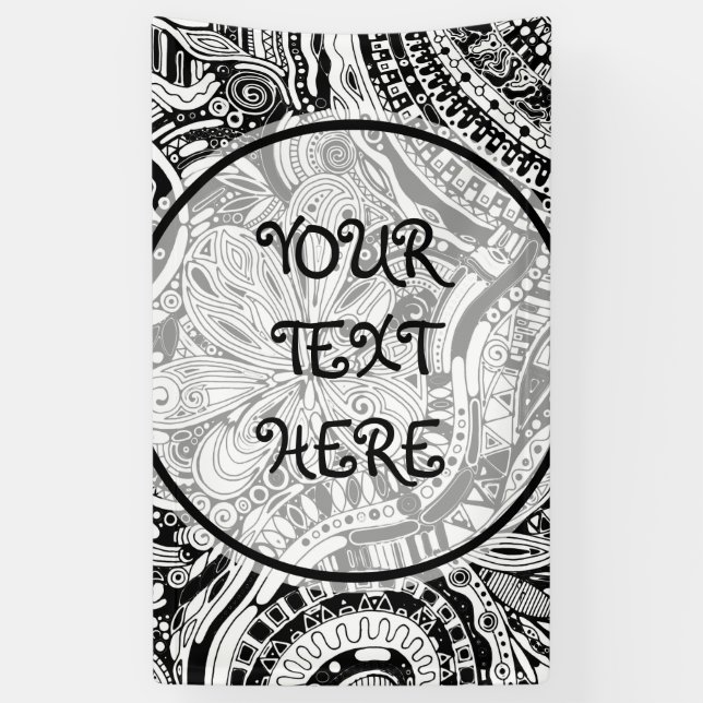 Banderoles Art Géométrique Noir Et Blanc 15 (Vertical)