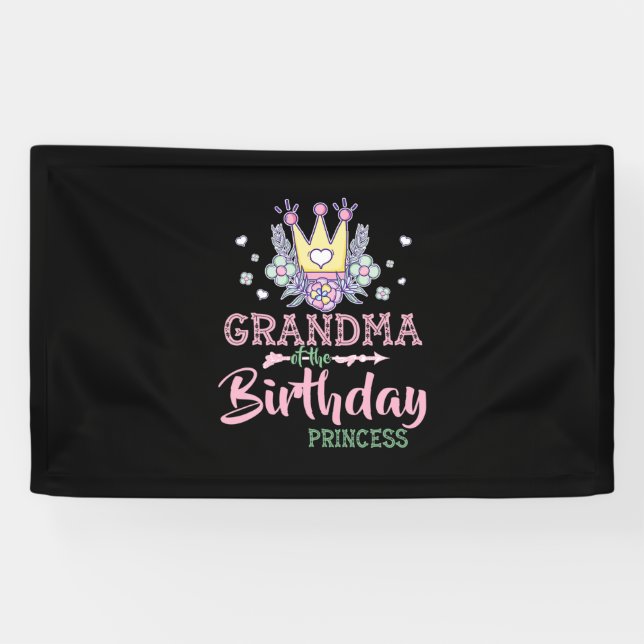 Banderoles Art Mère | Grand-Mère De La Princesse Anniversaire (Horizontal)