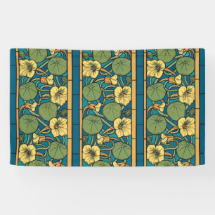 Banderoles Art Nouveau Nasturtium Bleu Or floral Verneuil