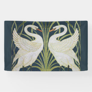 Banderoles Art Nouveau Swan Deux Swans