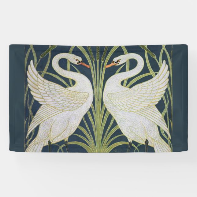 Banderoles Art Nouveau Swan Deux Swans (Horizontal)