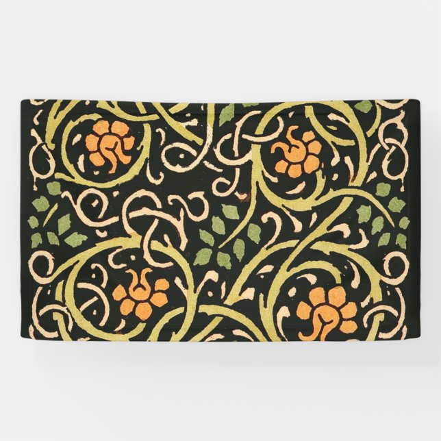Banderoles Arts et artisanat vintage motif floral Roycroft (Horizontal)