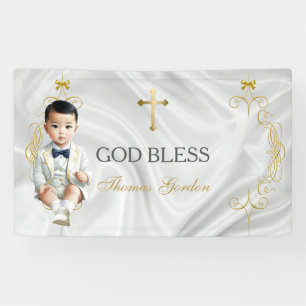 Banderoles Asiatique Baby Boy Baptême Christening Gold