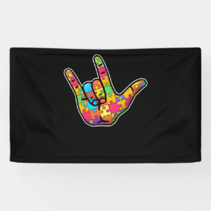 Banderoles ASL Love Sign Language Autism Awareness Support