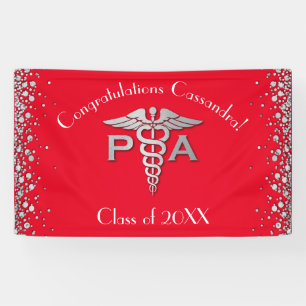Banderoles Assistant de médecin PA Diplômé Rouge Argent