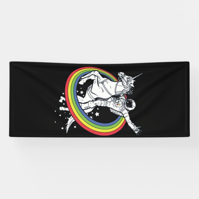 Banderoles Astronaut équitation Unicorn (Horizontal)