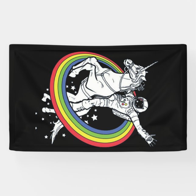 Banderoles Astronaute chevauchant une licorne  (Horizontal)