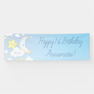 Banderoles Au-dessus de la lune et des étoiles fête d'anniver