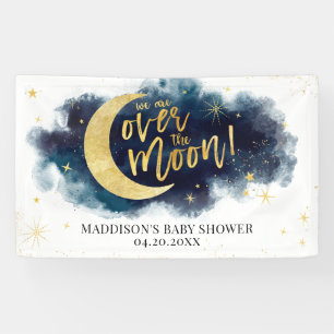 Banderoles Au-dessus du Baby shower bleu Moon Gold Stars
