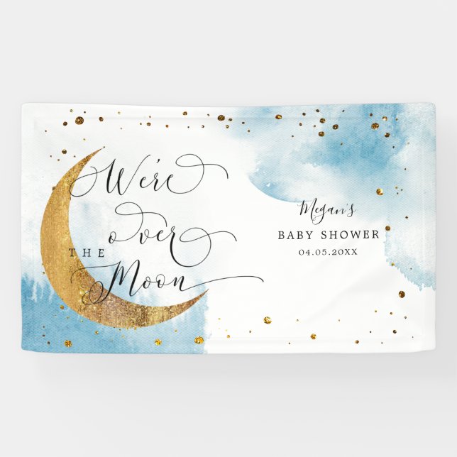 Banderoles Au-dessus du Baby shower lunaire Dreamy Blue Sky (Horizontal)