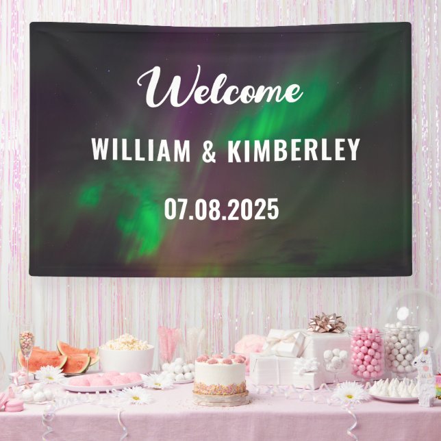 Banderoles Aurora Borealis Northern Lights Mariage vert (Fête)