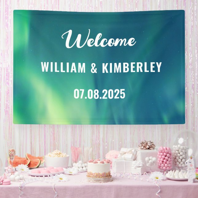 Banderoles Aurora Borealis Northern Lights Mariage vert (Fête)