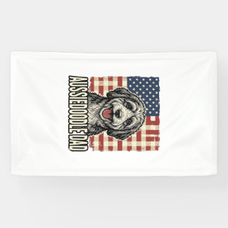 Banderoles Aussiedoodle Dad Patriotic Vintage Dog Shirt Desig