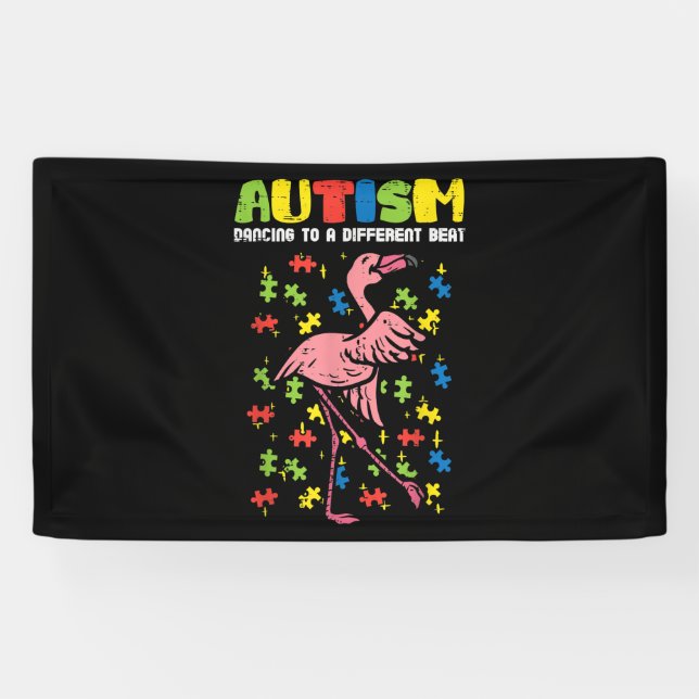 Banderoles Autisme Danser Différents Flamant rose Beat mignon (Horizontal)