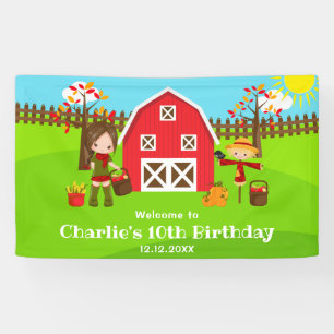Banderoles Automne Barnyard Anniversaire Brown Cheveux Fille 